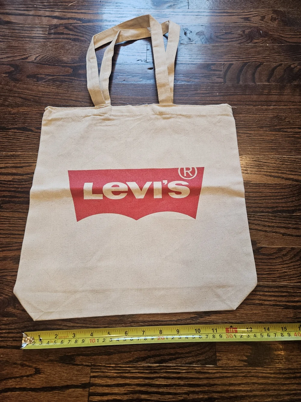 Levi's Beige Batwing Canvas Tote Bag with Red Logo